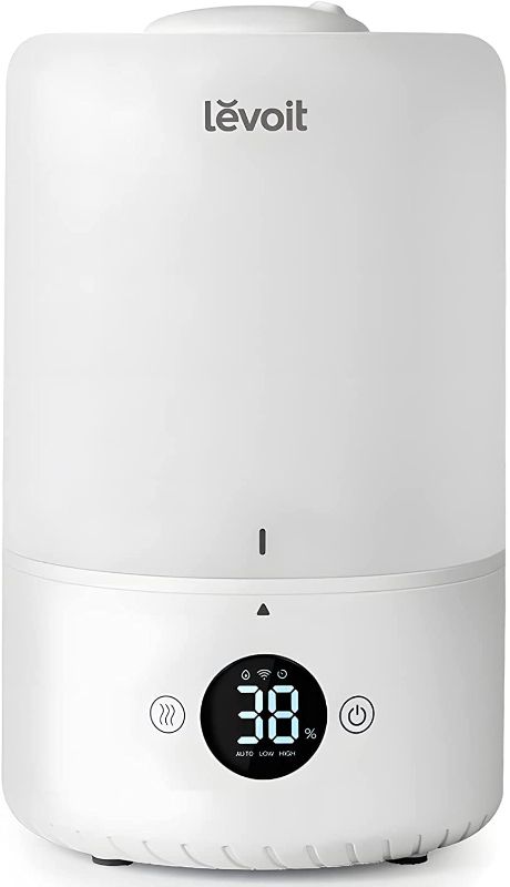 Photo 1 of LEVOIT Humidifiers for Bedroom, Smart Top Fill Cool Mist for Baby Nursery and Plants, Wifi and Alexa Control with Humidistat, Ultrasonic, Filterless, Essential Oil, 360° Rotation Nozzle, 3L, White
