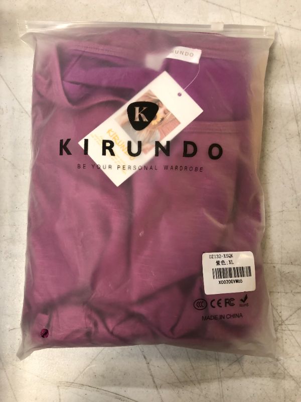 Photo 2 of KIRUNDO Women’s Crew Neck Dress-Solid Bodycon Mini Dress-PURPLE-XL