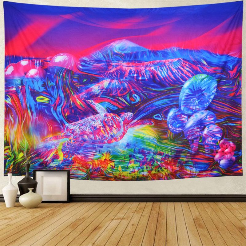 Photo 1 of Heopapin Trippy Mountain Tapestry Psychedelic Mushrooms (XLarge, Tortoise Mountain)(180cm× 235cm).