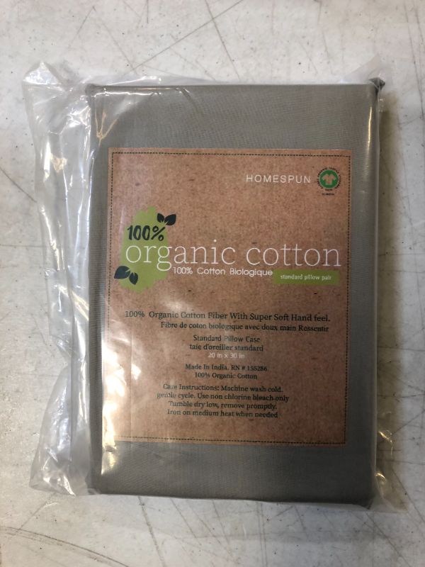 Photo 1 of 100% Organic Cotton Silver Standard Pillow Pair Case-20"x30"