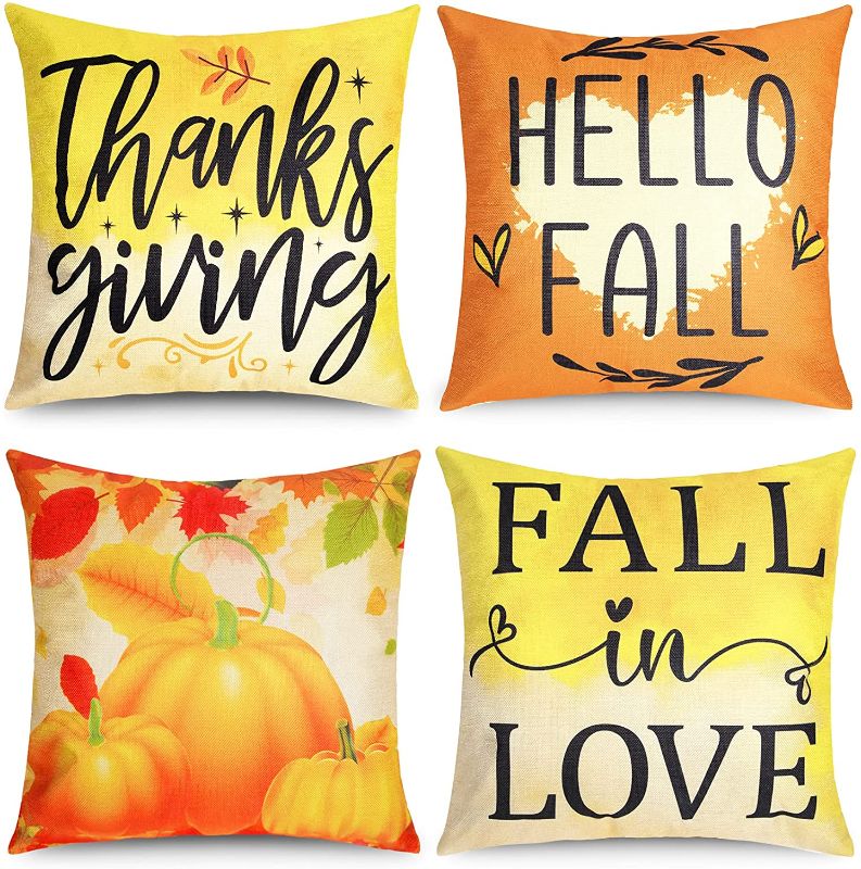 Photo 1 of Fall Pillow Covers 18x18-Set of 4 Thanksgiving Fall Decorations for Home