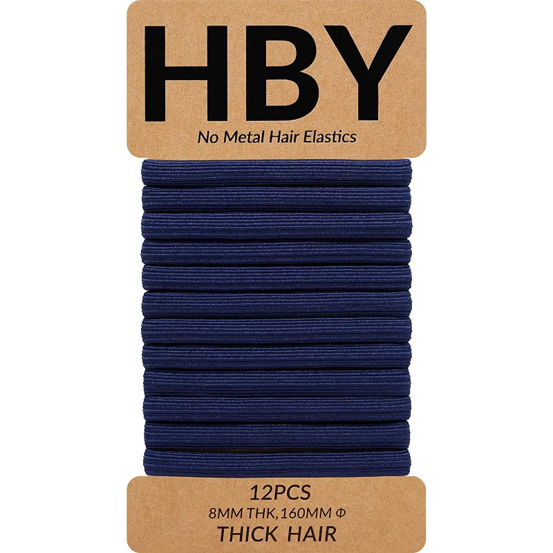 Photo 1 of HBY Women's Hair Ties for Thick or Curly Hair. No Slip Seamless Ponytail Holders-8MM, 12 Pcs