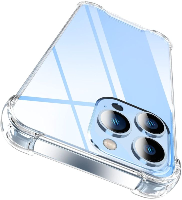 Photo 1 of RAXFLY Compatible with iPhone 13 Pro Max Case Shockproof [Crystal Clear] [Shock-Absorption Corners] [Hard Back with Soft Edge] Compatible for iPhone 13 Pro Max Protective Case 6.7 Inch Transparent