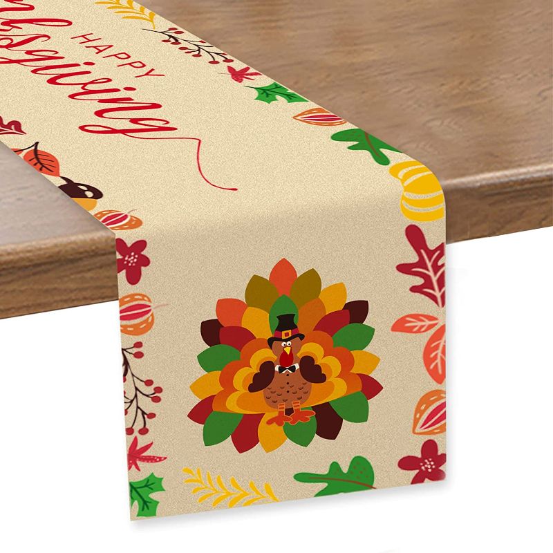 Photo 1 of Animsco Thanksgiving Table Runner Fall Table Runners for Thanksgiving Holiday Table Decoration 13×72 in
