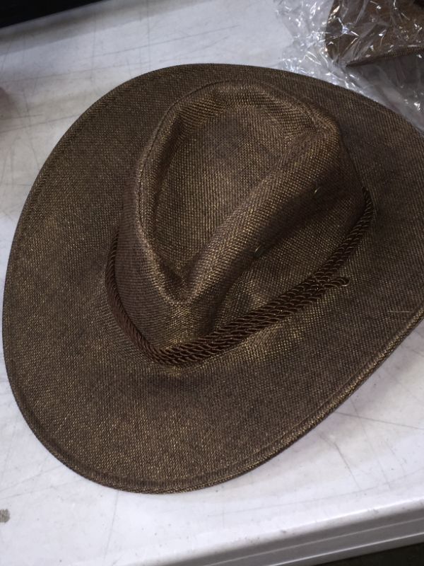 Photo 2 of Cowboy Hats, Outdoor Cowboy Hat, Woven Imitation Linen Summer Sunhat, Western Cowboy Hat for Men Boys
