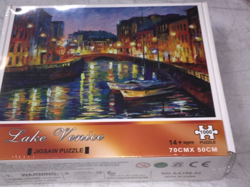 Photo 2 of 1000 Piece Jigsaw Puzzles for Adults, Large 70cm x 50cm 1000 Piece Puzzle Educational Game Toys and Unique Artwork for Families Adults Teens Age of 14 +, Venice Lake Side Oil Painting
