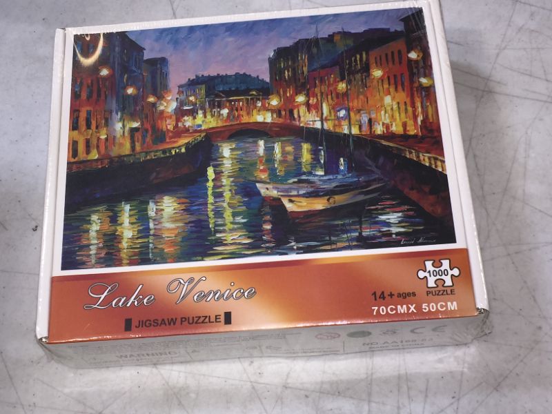 Photo 2 of 1000 Piece Jigsaw Puzzles for Adults, Large 70cm x 50cm 1000 Piece Puzzle Educational Game Toys and Unique Artwork for Families Adults Teens Age of 14 +, Venice Lake Side Oil Painting
