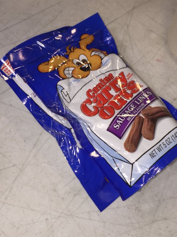 Photo 2 of 2 PACK Canine Carry Outs Sausage Links Beef Flavor Dog Snacks, 5 Ounce Bag
