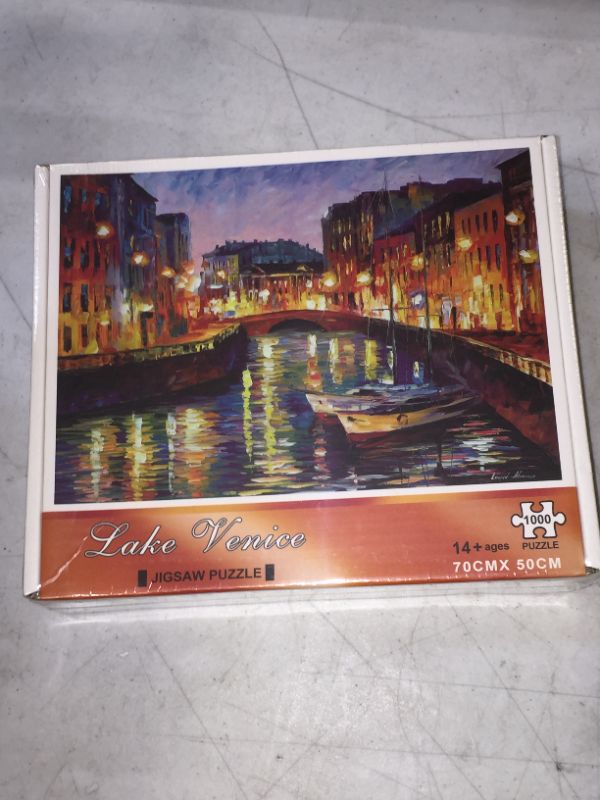 Photo 2 of 1000 Piece Jigsaw Puzzles for Adults, Large 70cm x 50cm 1000 Piece Puzzle Educational Game Toys and Unique Artwork for Families Adults Teens Age of 14 +, Venice Lake Side Oil Painting
