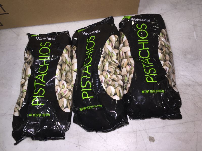 Photo 2 of 3 PACK Wonderful Pistachios, Roasted and Salted, 16 Ounce Bag
