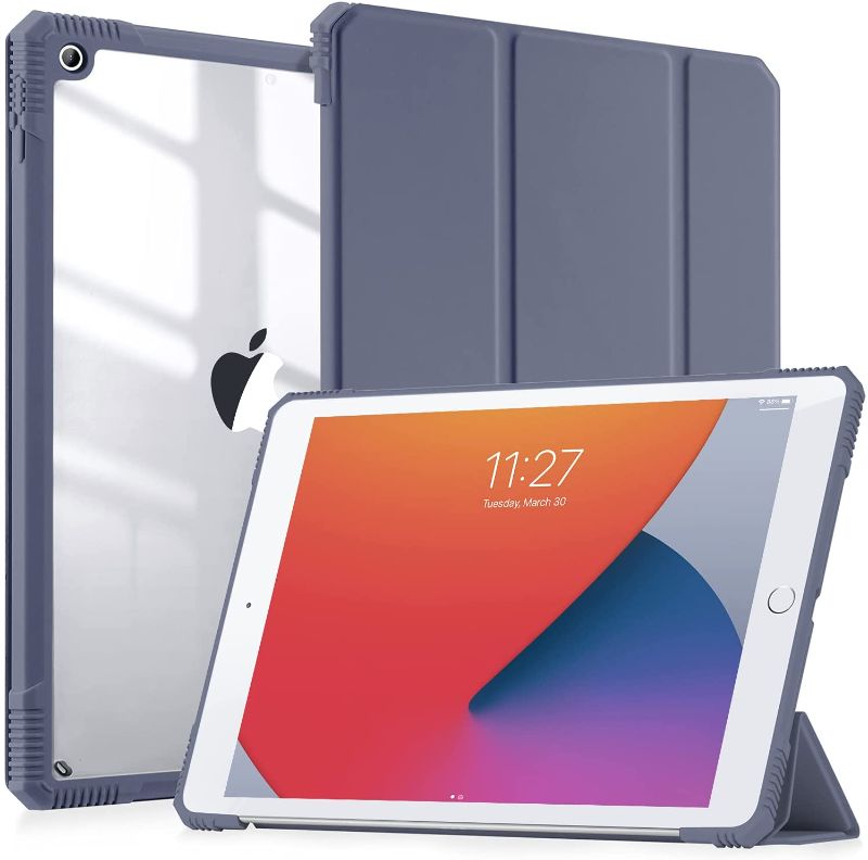 Photo 1 of 2 PACK LovRug iPad 9th/8th/7th Generation Case 10.2 Inch 2021/2020/2019,Slim Lightweight [Shock Proof][Auto Wake/Sleep],Translucent Frosted Hard Back Protective Cover Cases (Grayish Purple)
