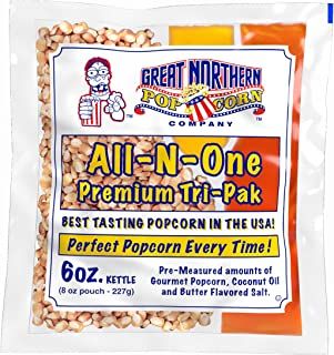 Photo 1 of 6 oz Popcorn Packs – Pre-Measured, Movie Theater Style, All-in-One Kernel, Salt, Oil Packets for Popcorn Machines by Great Northern Popcorn (24 Case)
8 Ounce (Pack of 24)