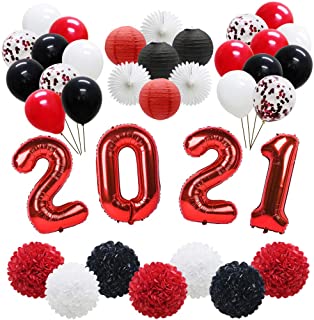 Photo 1 of ADLKGG 2021 Graduation Balloons Banner, New Years Eve Party, Hanging Tissue Paper Fans, Latex Balloons, Paper Lanterns, Pom Pom