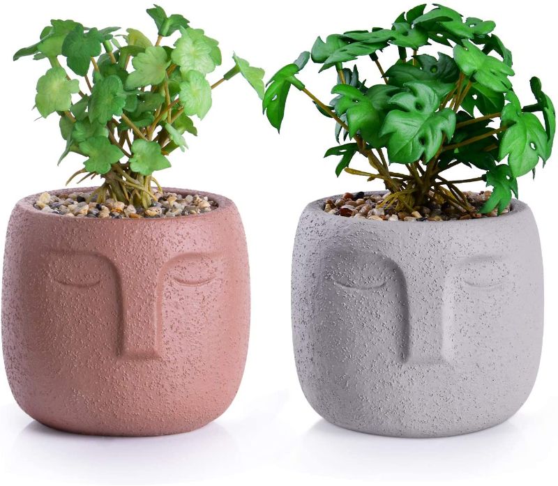 Photo 1 of 
MICGEEK Artificial Potted Plants, 2 Pack Artificial Desk Head Plant Small Turtle Leave Fake Plants Potted With Cement Flowerpot Artistic Fake Potted Plants..