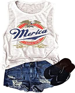 Photo 1 of Erxvxp Women Tank Tops Sleeveless Merica Since 1776 Racerback T-Shirt Vest for Independence Day-2XL