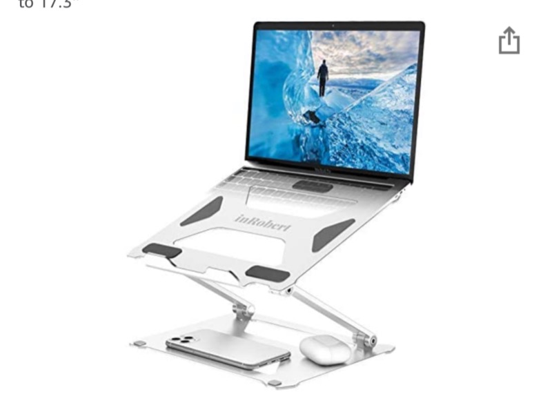 Photo 1 of Adjustable Laptop Stand, inRobert Ergonomic Portable Laptop Riser Mount Computer Stand, Foldable Notebook Holder with Heat-Vent Elevate Laptop Compatible with MacBook Air/Pro, Dell, HP up to 17.3''