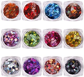 Photo 1 of Aysekone 12 Boxes DIY Colored Maple Leaf Sequins Laser Nails Art Glitters Thin Paillette Flakes Stickers Colorful Confetti Sticker Manicure