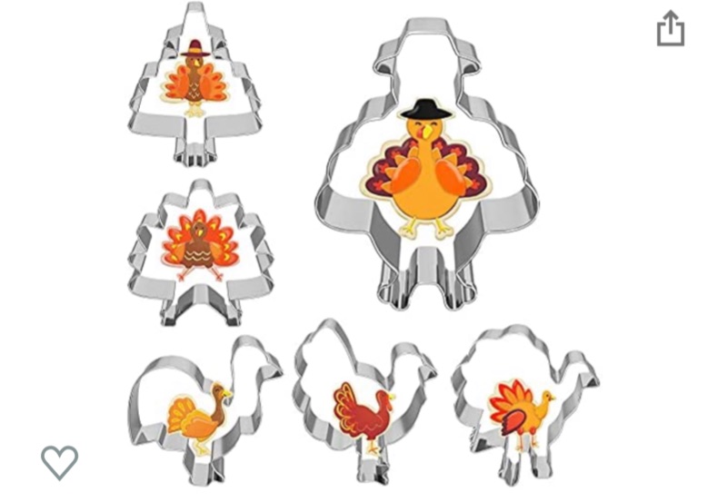 Photo 1 of 6 PCS Fall Thanksgiving Cookie Cutters, Metal Turkey Cookie Cutters Set, Holiday Cookie Cutters shapes for Baking