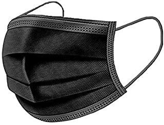 Photo 1 of Black Face Mask, Disposable, 50 Pack, Protective Face Mask, 3 Ply, Ear Loop