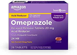 Photo 1 of Amazon Basic Care Omeprazole Delayed Release Tablets 20 mg, Acid Reducer, Treats Frequent Heartburn, 28 Count