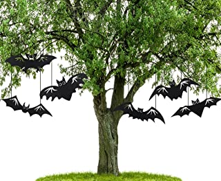 Photo 1 of Anditoy 6 Pack Big Halloween Hanging Bats with Plastic Yard Signs Material for Outdoor Halloween Decorations Indoor Halloween Decor