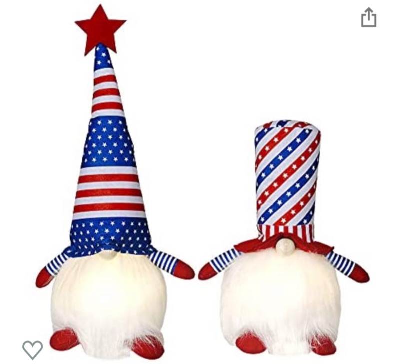 Photo 1 of 2pcs 4th of July American Patriotic Gnome Lights, Patriotic Gnome Plush Hat Doll Faceless Elderly Irish 4th of July Toys Gift for Kids Adults