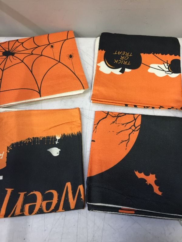 Photo 2 of **PILLOW CASE ONLY*** FUNPENY Halloween Decoration, Set of 4 Halloween Pillow Covers 18 x 18 Inch Spirder Web Jack-O-Lantern Cushion Covers for Halloween 