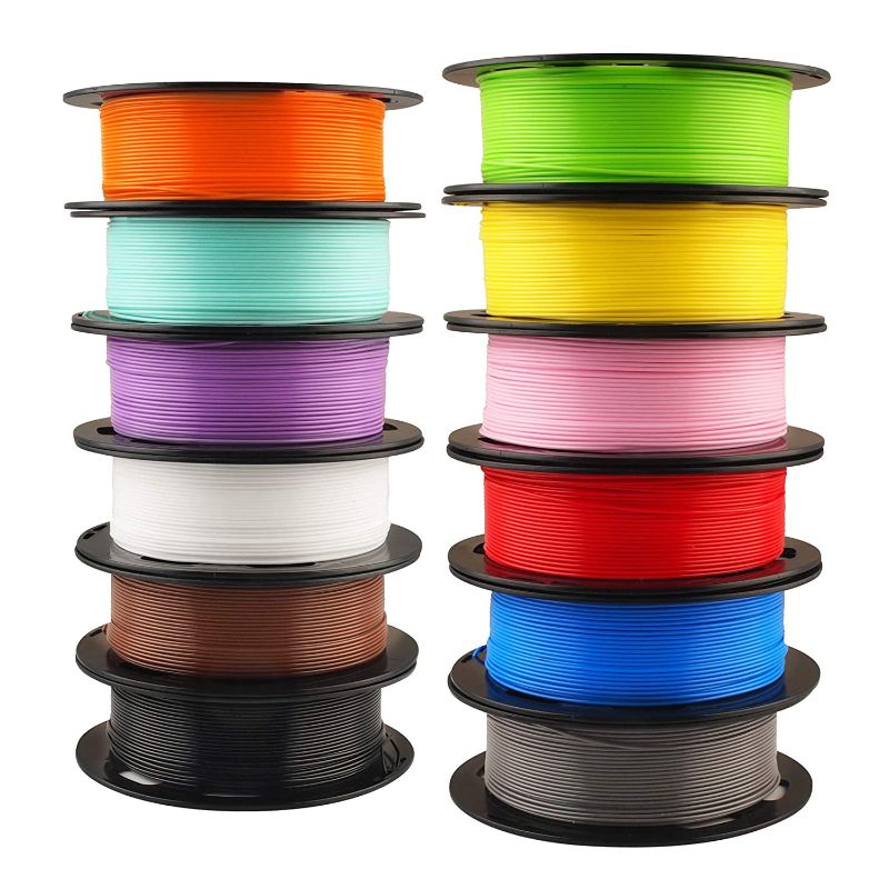 Photo 1 of 1.75mm 3D Printer Normal PLA Filament 12 Bundle, Most Popular Colors Pack, 1.75mm 500g per Spool, 12 Spools Pack, Total 6kgs Material with One Bottle of 3D Printer Stick Tool Mika3D----- NEW ONLY OPENED FOR PHOTO 