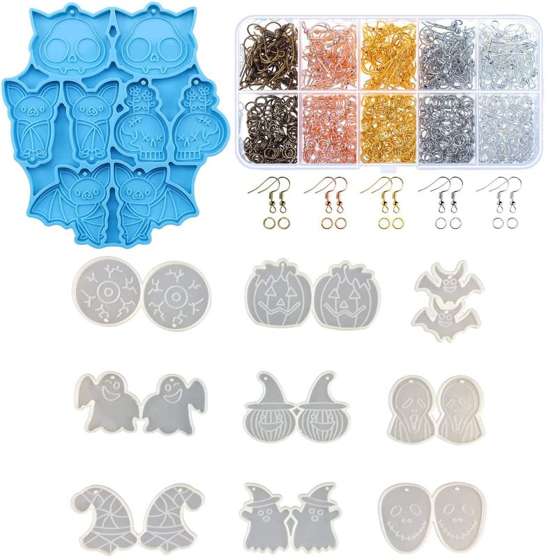 Photo 1 of  Earring Resin Molds Set, 13 Pair Earring Molds with 125 Pcs Earring Hook, 200 Pcs Open Jump Ring for Earring Pendant DIY Craft Making
