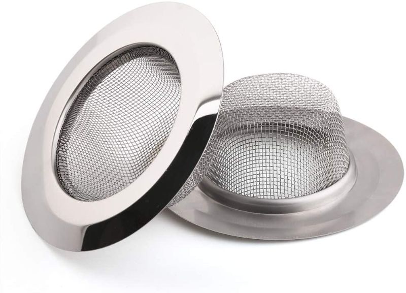 Photo 1 of 2 Pack Kitchen Sink Strainer, Large Wide Rim 4.5" Diameter, Stainless Steel Mesh Drain Strainer, 1.5" Deep Basket, Anti Clogging-- 2 SETS 