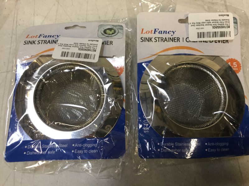 Photo 2 of 2 Pack Kitchen Sink Strainer, Large Wide Rim 4.5" Diameter, Stainless Steel Mesh Drain Strainer, 1.5" Deep Basket, Anti Clogging-- 2 SETS 