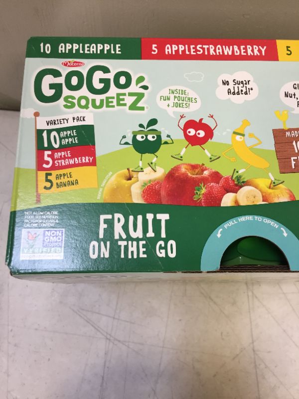 Photo 3 of GoGo squeeZ Fruit on the Go Variety Pack, Apple Apple, Apple Banana, & Apple Strawberry, 3.2 oz. (20 Pouches) - Tasty Kids Applesauce Snacks - Gluten Free Snacks for Kids - Nut & Dairy Free - Vegan Snacks-- 2 PACKS EXP 12/08/21