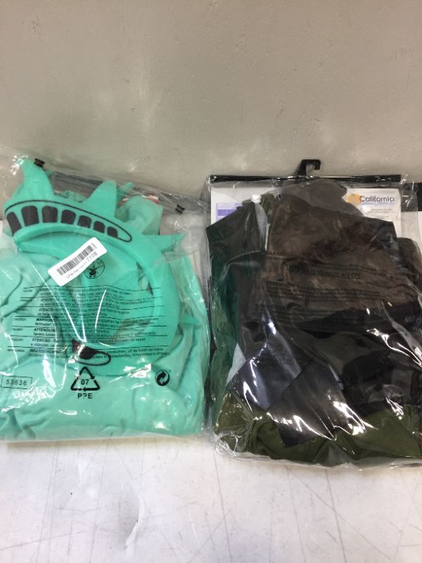 Photo 2 of 2 PACK OF ADULT SIZE COSTUMES STATUE OF LIBERTY FITS UP TO SIZE 12 DRESS AND ROBIN HOOD SIZE SMALL 