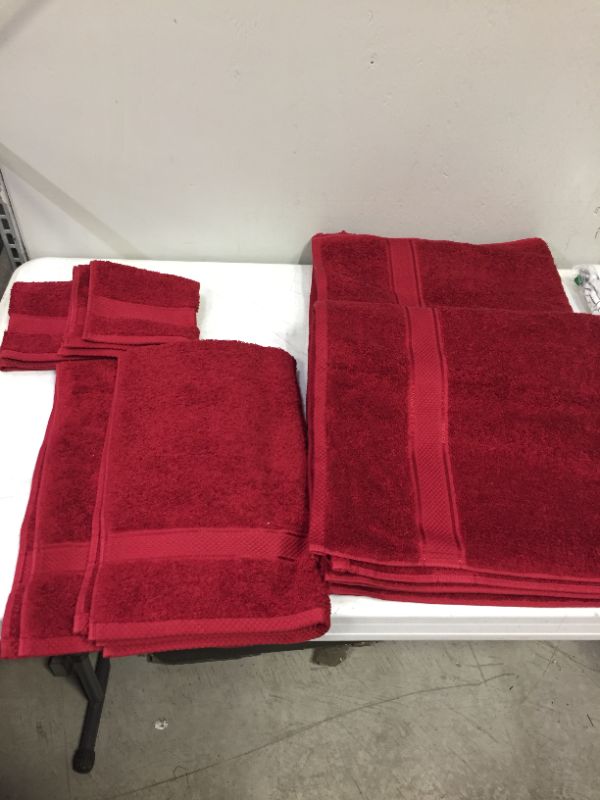 Photo 1 of 6 PIECE RED WINE COLORED TOWEL SET - 2 WASHCLOTH, 2 HAND TOWEL, 2 BATH TOWELS 