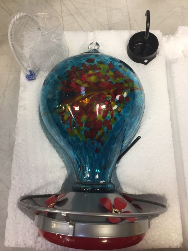 Photo 1 of BLUE GLASS BIRD FEEDER WITH ALL ACCESSORIES