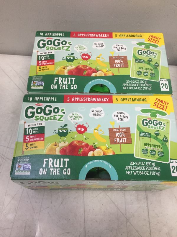 Photo 4 of ** exp 12/09/2021***GoGo squeeZ Fruit on the Go Variety Pack, Apple Apple, Apple Banana, & Apple Strawberry, 3.2 oz. (20 Pouches) - Tasty Kids Applesauce Snacks - Gluten Free Snacks for Kids - Nut & Dairy Free - Vegan Snacks---- 2 packs 