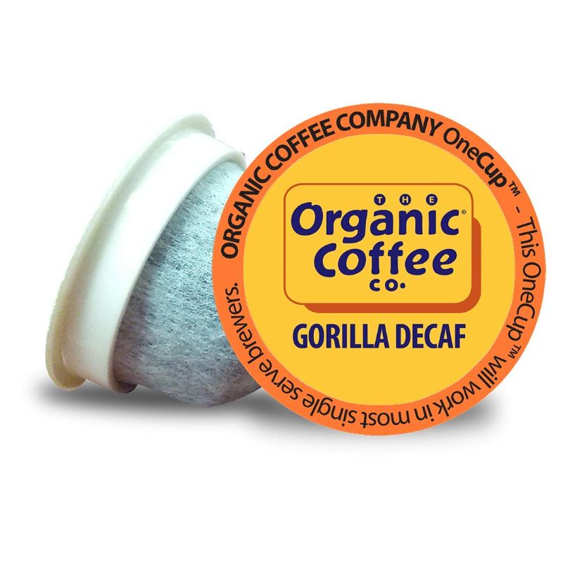 Photo 1 of ***EXP 11/24/2021***Organic Coffee Co. OneCUP Gorilla DECAF 80 Ct Natural Water Processed Medium Light Roast Compostable Coffee Pods, K Cup Compatible including Keurig 2.0
