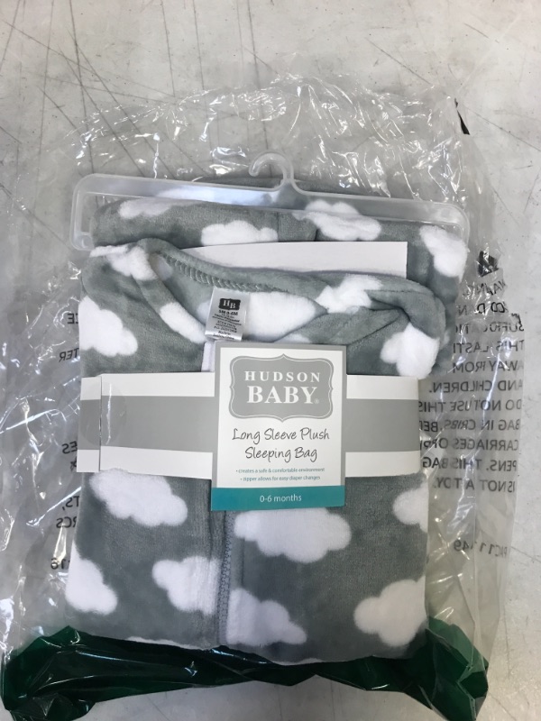 Photo 1 of Hudson Baby Unisex Baby Plush Sleeping Bag, Sack, Blanket, Gray Clouds, 0-6 Months
