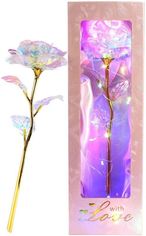 Photo 1 of Colorful Galaxy Rose Women's Gift for Her Gold Rose Gifts for Women  with LED Decor 