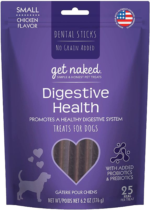 Photo 1 of Get Naked Grain Free 1 Pouch 6.2 Oz Digestive Health Dental Chew Sticks, Small 2 pack -- best by 04/19/2023
