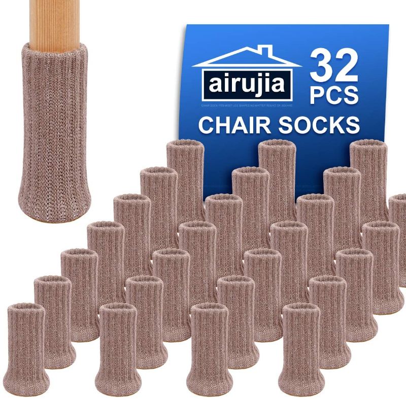Photo 1 of AIRUJIA Chair Leg Socks, 32PCS Knitted Elastic Furniture Socks Chair Leg Floor Protectors