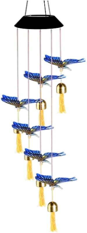 Photo 1 of Wsmart Butterfly Wind Chimes Outdoor Hanging Waterproof Wind Chimes Color Changing Lighting Decoration is a Great Gift for Family and Friends (Blue Yellow Butterfly)
