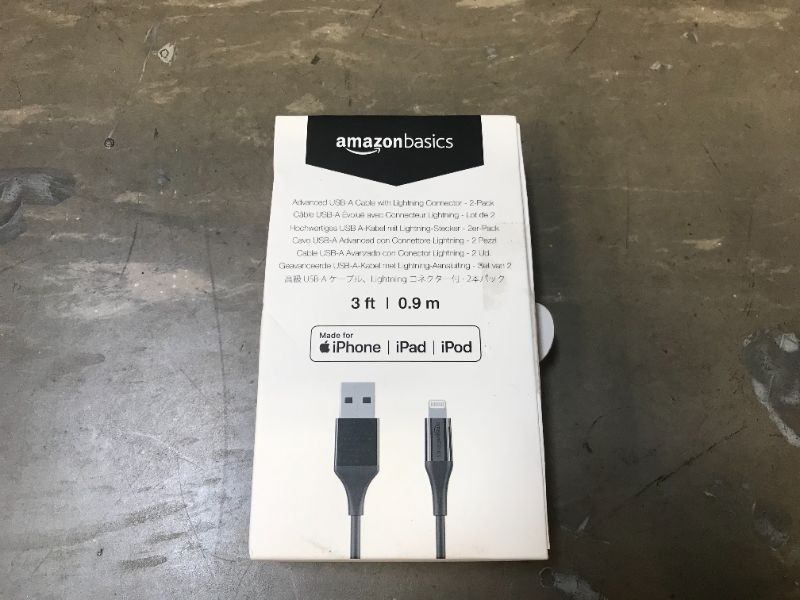 Photo 1 of Amazon Basics Lightning to USB A Cable, Advanced Collection, MFi Certified Apple iPhone Charger, Black, 10 Foot
