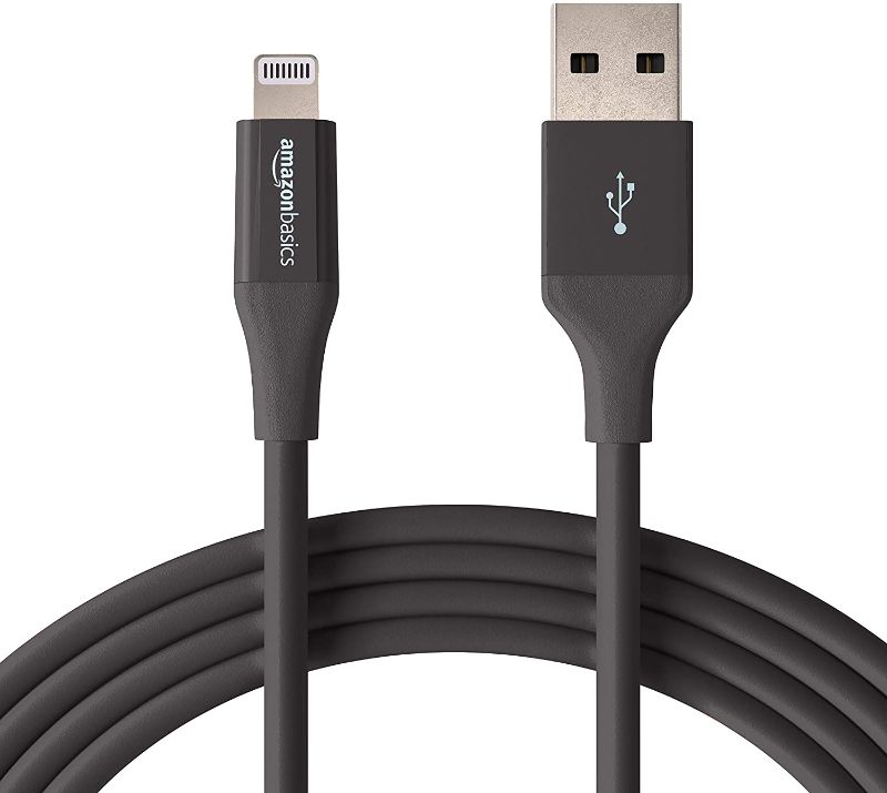 Photo 1 of Amazon Basics Lightning to USB A Cable, Advanced Collection, MFi Certified Apple iPhone Charger, Black, 10 Foot
