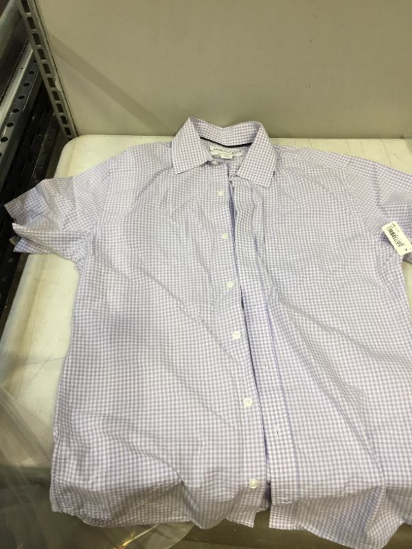 Photo 2 of Amazon Essentials Men's Regular-Fit Short-Sleeve Casual Poplin Shirt, Lavender Gingham, X-Small