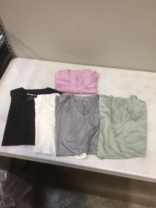 Photo 1 of REAL ESSENTIALS WOMENS SHIRTS BLACK/WHITE/GREY/PINK/GREEN
5 PCK