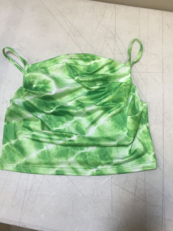 Photo 1 of GIRLS CROP TOP GREEN TIE DYE SPAGHETTI SHIRT
SIZE XSMALL