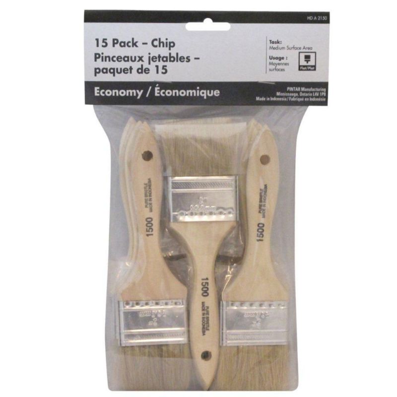 Photo 1 of 2 in. Flat Chip Brush Set (15-Pack)
