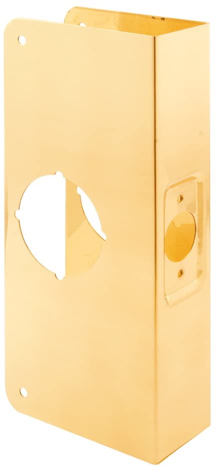 Photo 1 of Defender Security Door Reinforcer, Fits 1-3/4 in. Thick Doors, 2-3/4 in. Backset 2-1/8 in. Bore, Brass, Non-Recessed
