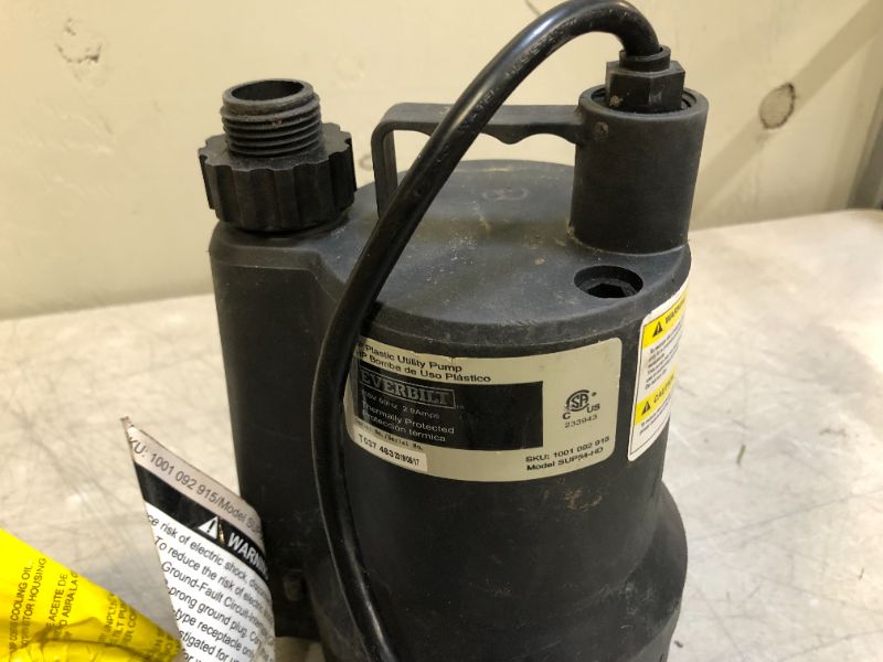 Photo 2 of 1/6 HP Plastic Submersible Utility Pump
